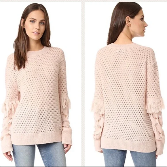 TANYA TAYLOR - Naomi Fringe Sweater Cream, M